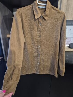 Simons Brown Suede-Look Button-Up Jacket